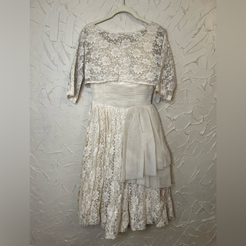 Vintage 50s Wedding Dress and Lace Jacket Tea Length Extra Small